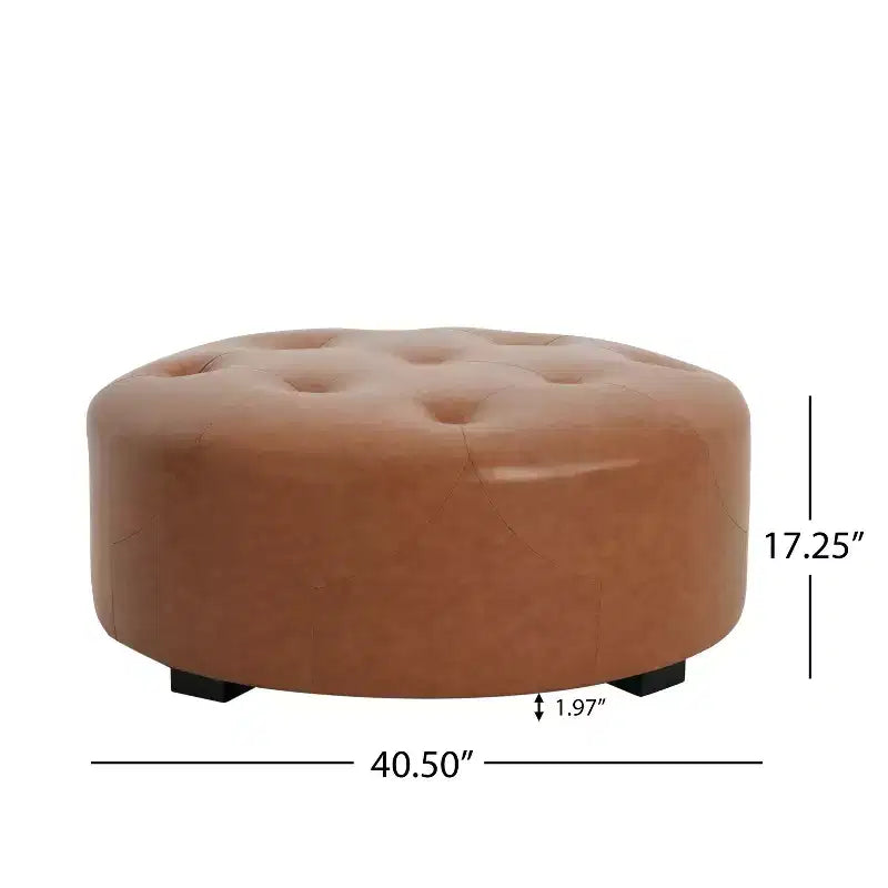 Christopher Knight Home Rafael Ottoman rond moderne en similicuir touffeté, marron clair