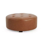 Christopher Knight Home Rafael Ottoman rond moderne en similicuir touffeté, marron clair