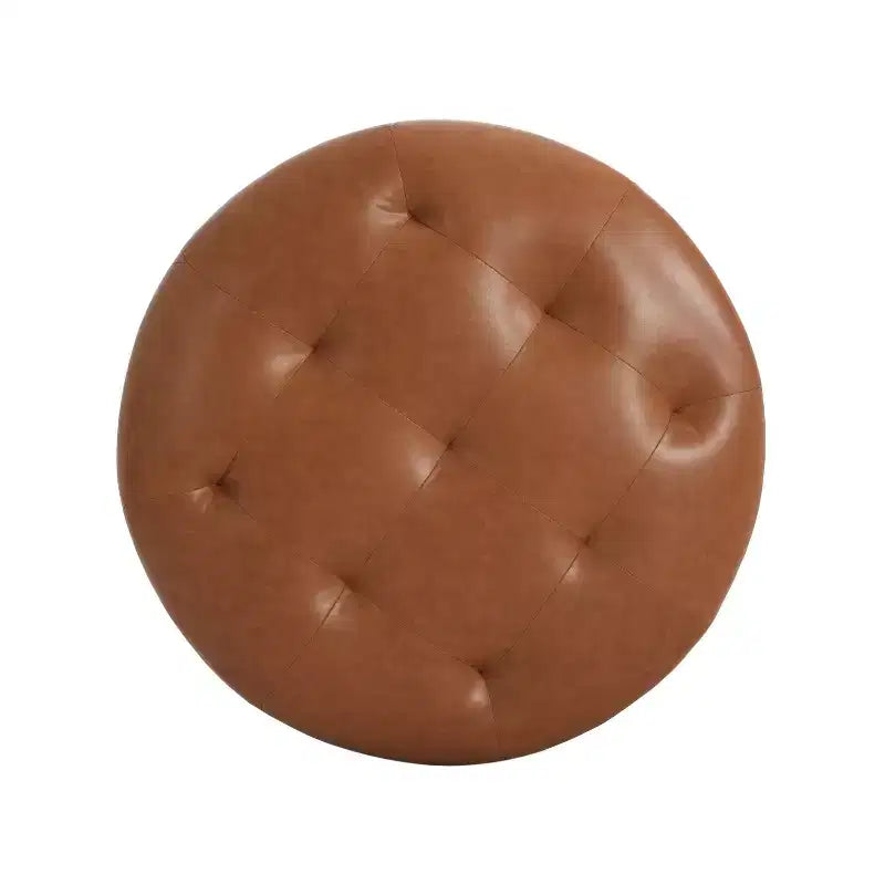 Christopher Knight Home Rafael Ottoman rond moderne en similicuir touffeté, marron clair