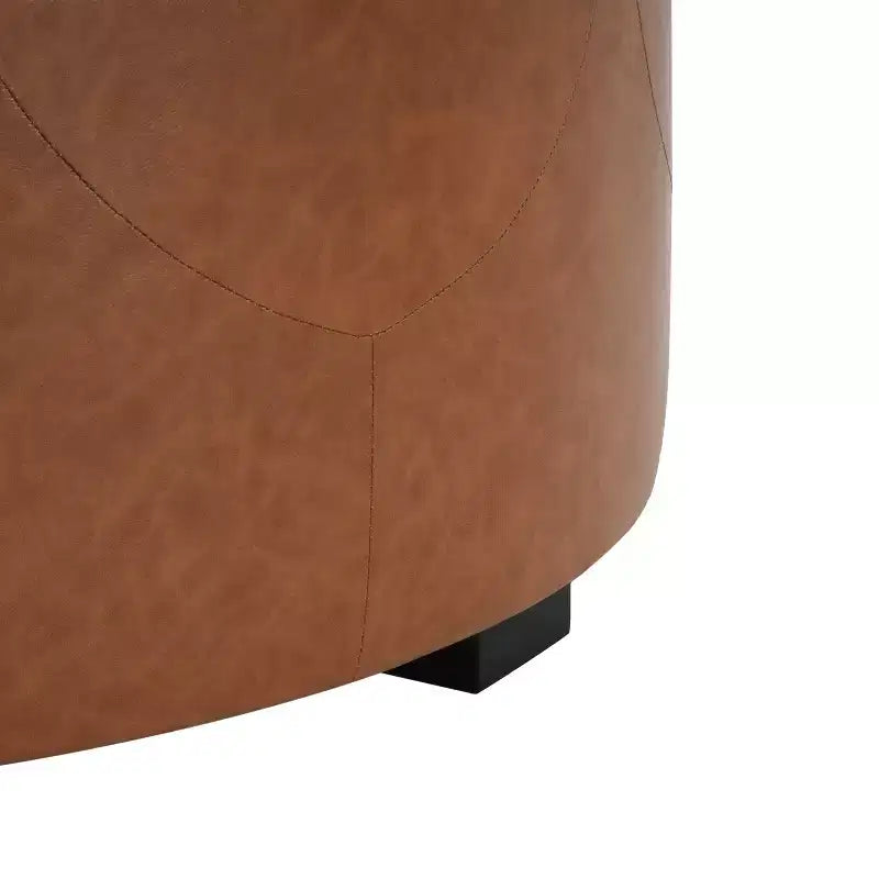 Christopher Knight Home Rafael Ottoman rond moderne en similicuir touffeté, marron clair