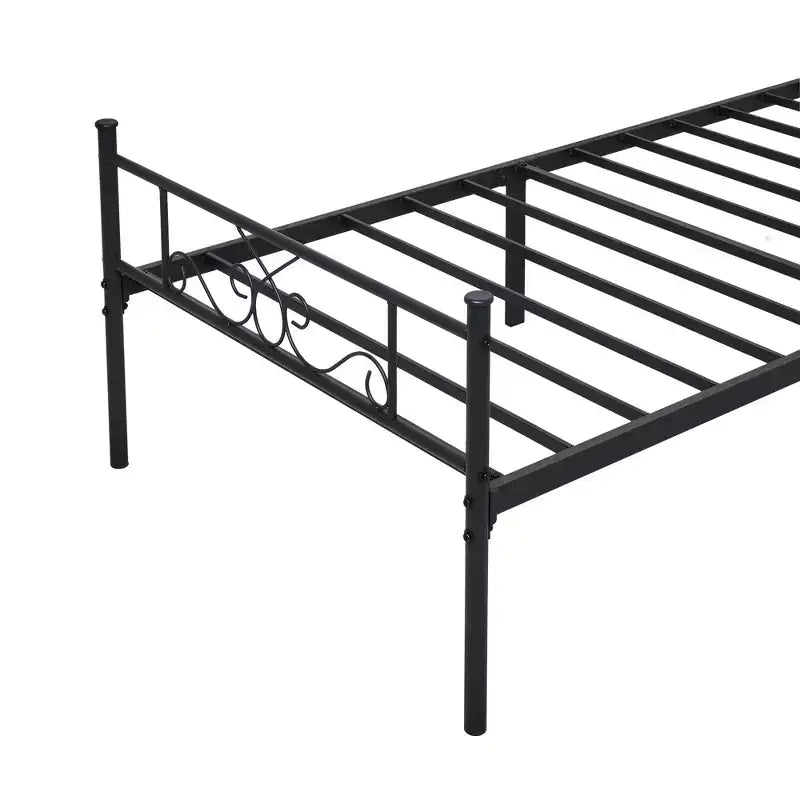 Cadre de lit VECELO double/grand lit/très grand lit avec tête et pied de lit, plateforme de lit en métal, noir