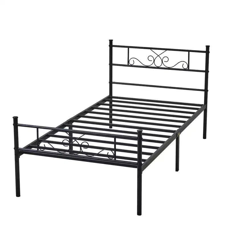 Cadre de lit VECELO double/grand lit/très grand lit avec tête et pied de lit, plateforme de lit en métal, noir