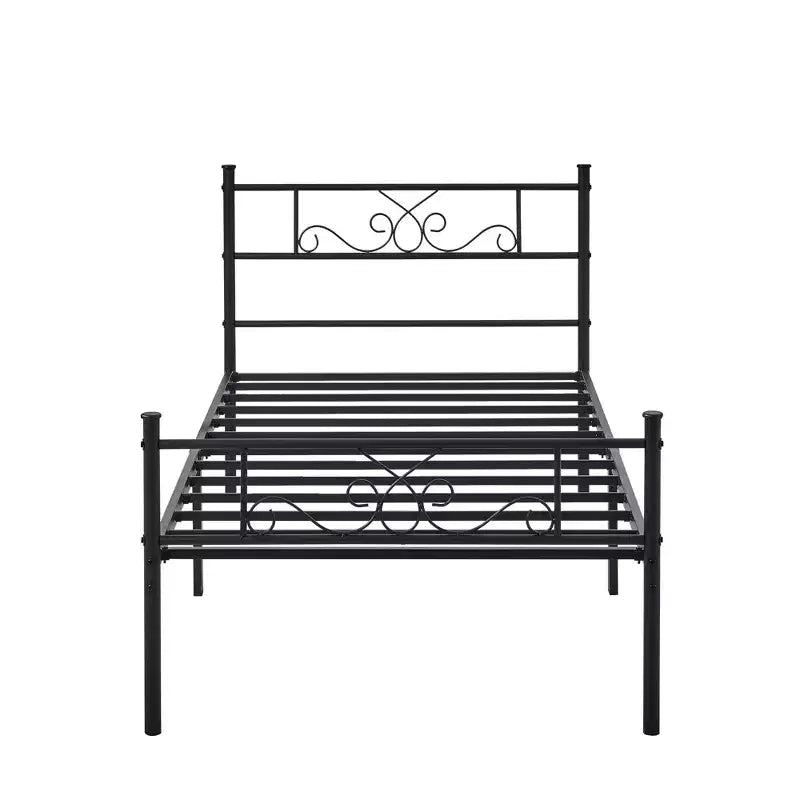 Cadre de lit VECELO double/grand lit/très grand lit avec tête et pied de lit, plateforme de lit en métal, noir