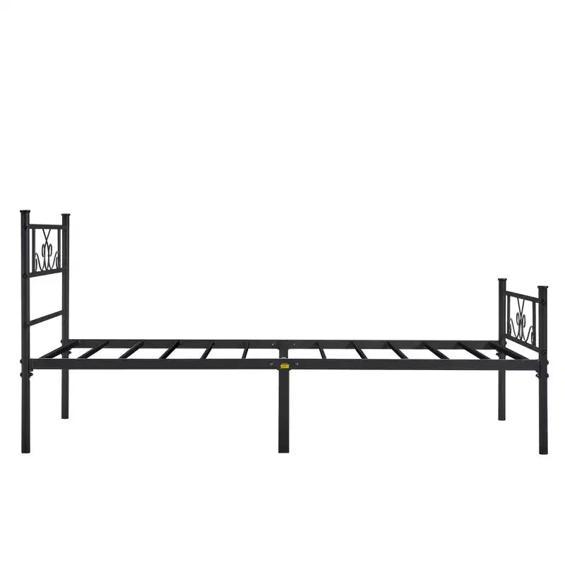 Cadre de lit VECELO double/grand lit/très grand lit avec tête et pied de lit, plateforme de lit en métal, noir