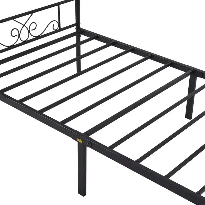 Cadre de lit VECELO double/grand lit/très grand lit avec tête et pied de lit, plateforme de lit en métal, noir