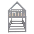 Lit superposé Whisen Wood de taille double avec barrière, porte et échelle