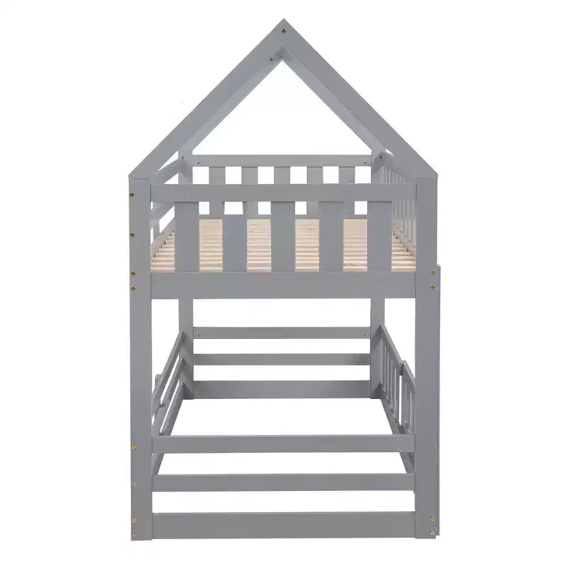 Lit superposé Whisen Wood de taille double avec barrière, porte et échelle
