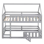 Lit superposé Whisen Wood de taille double avec barrière, porte et échelle