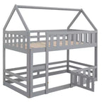 Lit superposé Whisen Wood de taille double avec barrière, porte et échelle