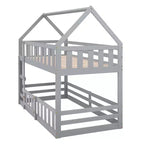 Lit superposé Whisen Wood de taille double avec barrière, porte et échelle