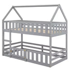 Lit superposé Whisen Wood de taille double avec barrière, porte et échelle