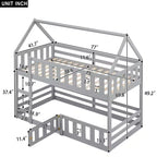 Lit superposé Whisen Wood de taille double avec barrière, porte et échelle