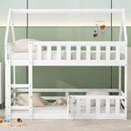 Lit superposé Whisen Wood de taille double avec barrière, porte et échelle
