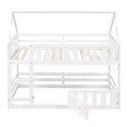 Lit superposé Whisen Wood de taille double avec barrière, porte et échelle