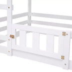 Lit superposé Whisen Wood de taille double avec barrière, porte et échelle