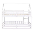 Lit superposé Whisen Wood de taille double avec barrière, porte et échelle