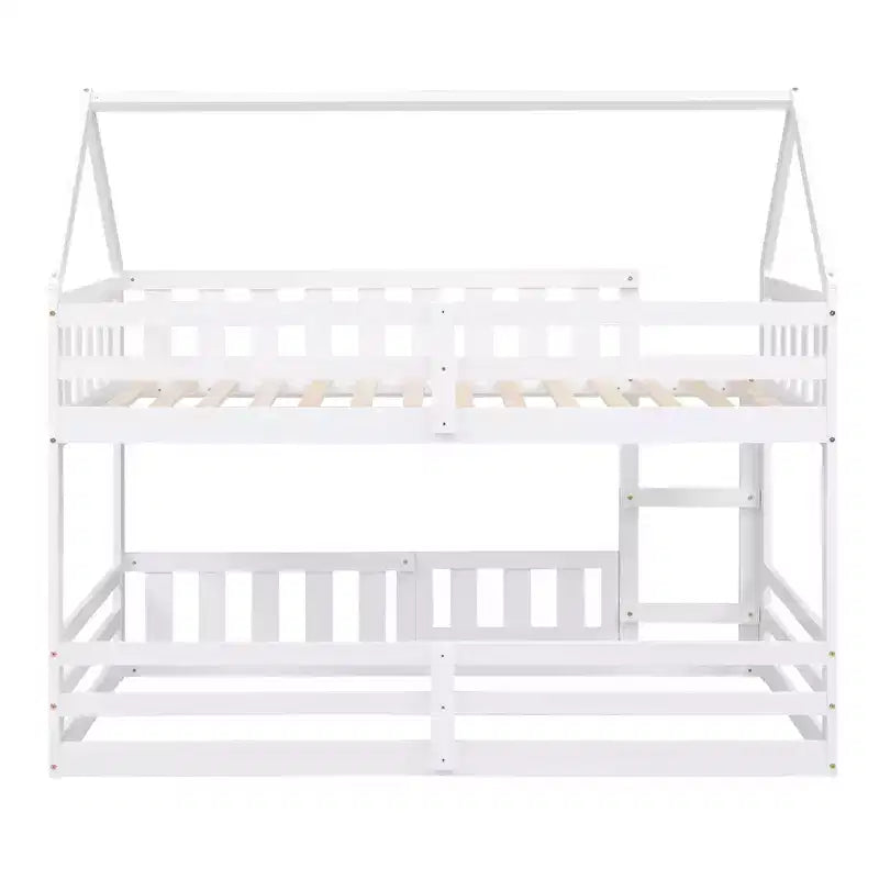 Lit superposé Whisen Wood de taille double avec barrière, porte et échelle