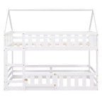 Lit superposé Whisen Wood de taille double avec barrière, porte et échelle