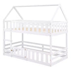 Lit superposé Whisen Wood de taille double avec barrière, porte et échelle