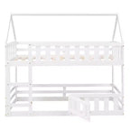 Lit superposé Whisen Wood de taille double avec barrière, porte et échelle