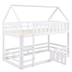 Lit superposé Whisen Wood de taille double avec barrière, porte et échelle