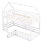 Lit superposé Whisen Wood de taille double avec barrière, porte et échelle
