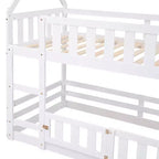 Lit superposé Whisen Wood de taille double avec barrière, porte et échelle