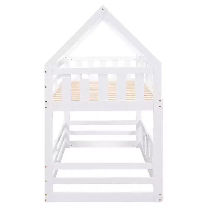 Lit superposé Whisen Wood de taille double avec barrière, porte et échelle