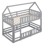 Lit superposé Whisen Wood de taille double avec barrière, porte et échelle