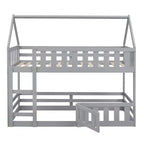 Lit superposé Whisen Wood de taille double avec barrière, porte et échelle