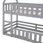 Lit superposé Whisen Wood de taille double avec barrière, porte et échelle