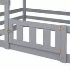 Lit superposé Whisen Wood de taille double avec barrière, porte et échelle