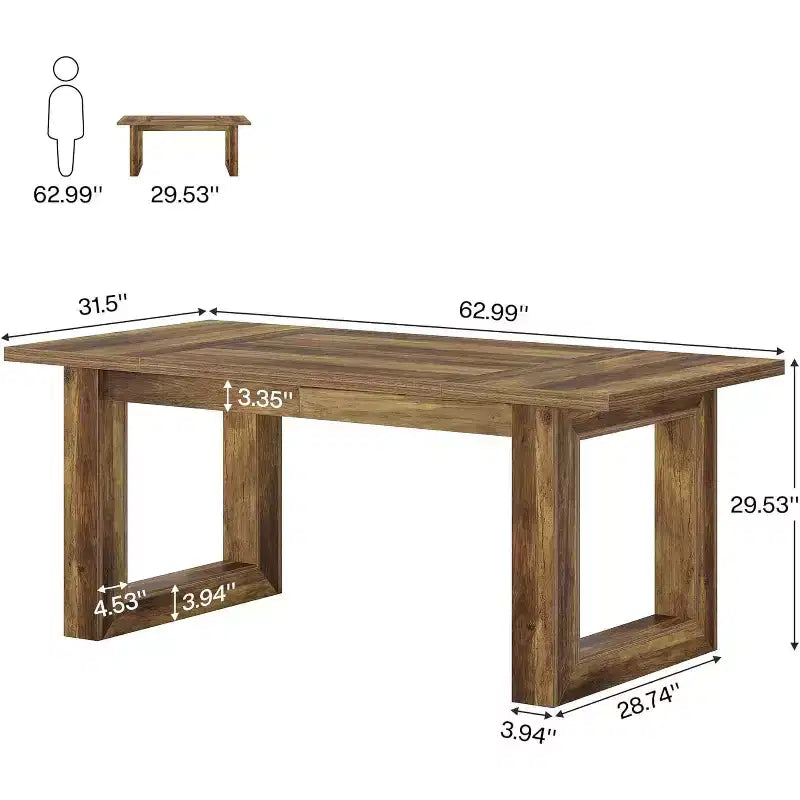 Table à manger Lantine pour 4 à 6 personnes, table de cuisine en bois de 160 cm, table de dîner rectangulaire pour salle à manger, salon, cuisine