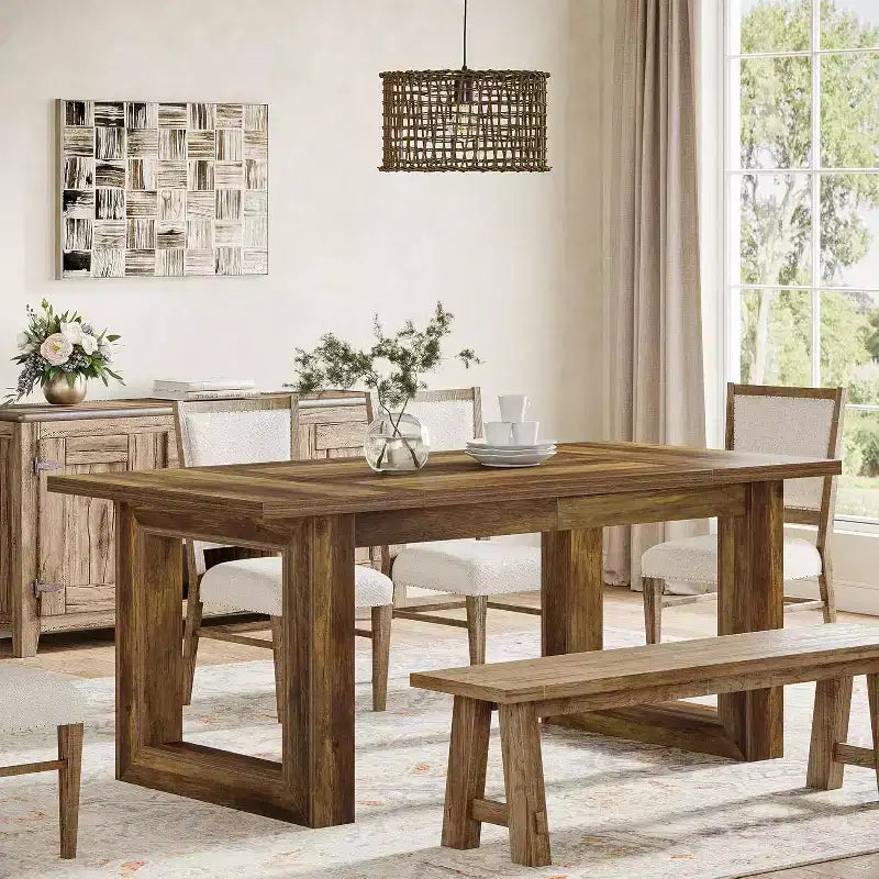 Table à manger Lantine pour 4 à 6 personnes, table de cuisine en bois de 160 cm, table de dîner rectangulaire pour salle à manger, salon, cuisine