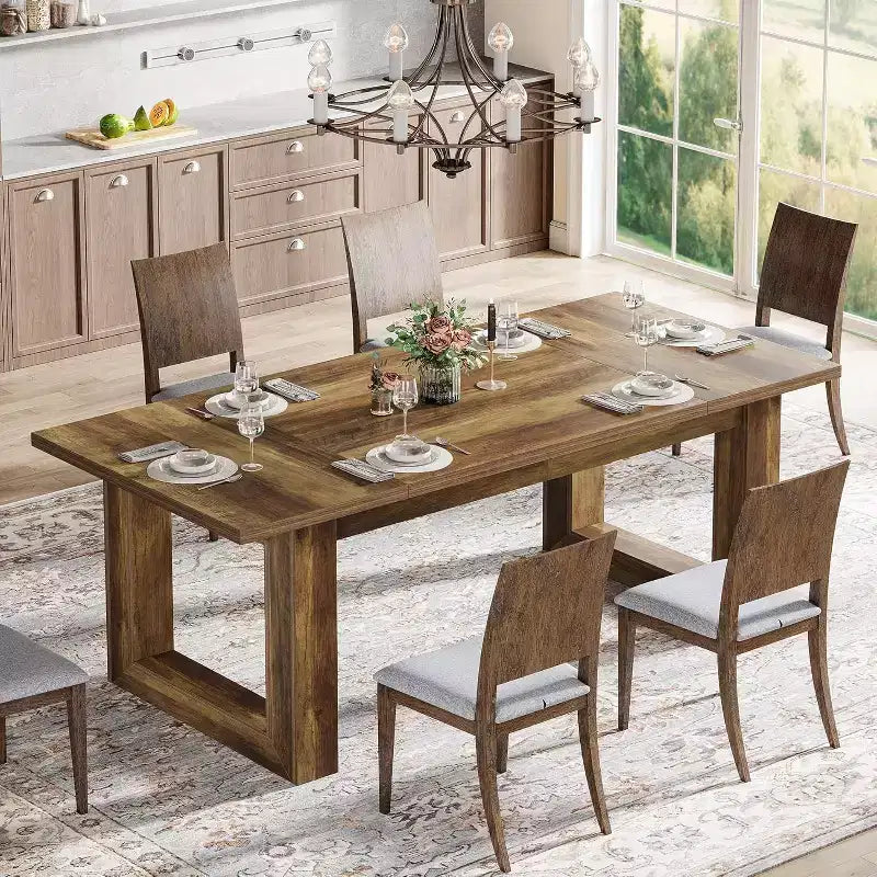 Table à manger Lantine pour 4 à 6 personnes, table de cuisine en bois de 160 cm, table de dîner rectangulaire pour salle à manger, salon, cuisine