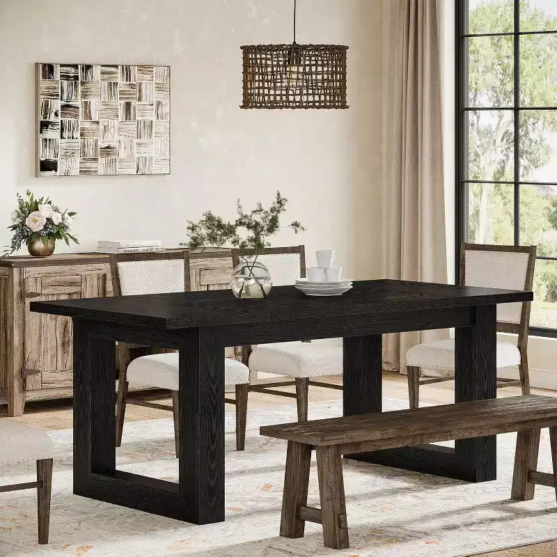 Table à manger Lantine pour 4 à 6 personnes, table de cuisine en bois de 160 cm, table de dîner rectangulaire pour salle à manger, salon, cuisine