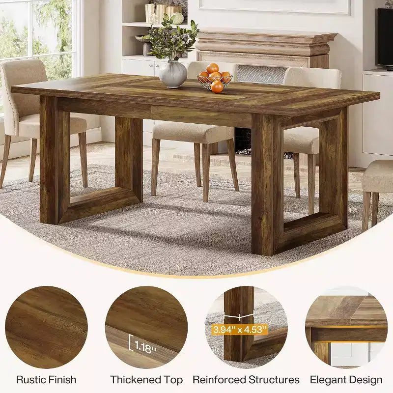 Table à manger Lantine pour 4 à 6 personnes, table de cuisine en bois de 160 cm, table de dîner rectangulaire pour salle à manger, salon, cuisine