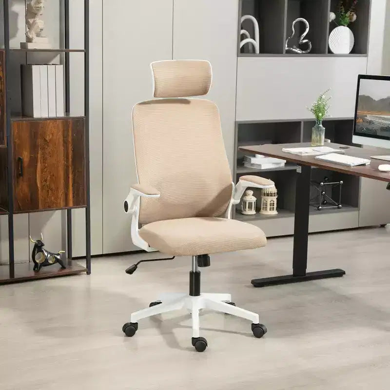 Chaise de bureau ergonomique HOMCOM avec accoudoirs relevables, appui-tête et support lombaire réglables, chaise de bureau en maille pour bureau à domicile
