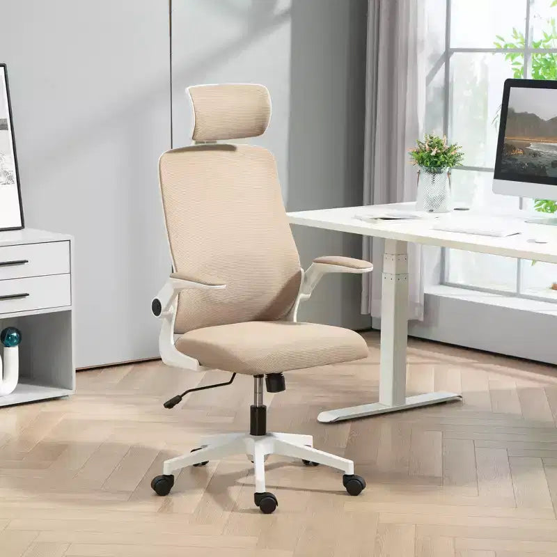 Chaise de bureau ergonomique HOMCOM avec accoudoirs relevables, appui-tête et support lombaire réglables, chaise de bureau en maille pour bureau à domicile