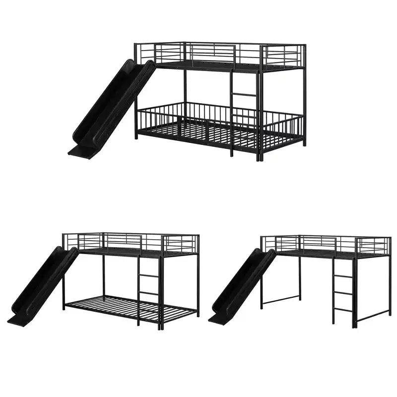 Lit superposé en métal au design élégant Whisen avec toboggan et barrières de sécurité
