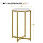 Table d'appoint moderne Yaheetech avec base en X, pieds en métal, plateau rond