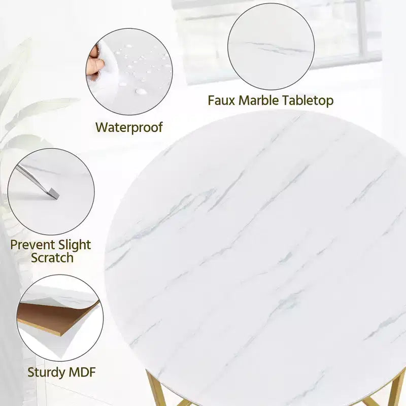 Table d'appoint moderne Yaheetech avec base en X, pieds en métal, plateau rond