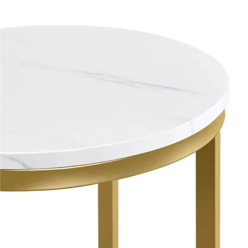 Table d'appoint moderne Yaheetech avec base en X, pieds en métal, plateau rond