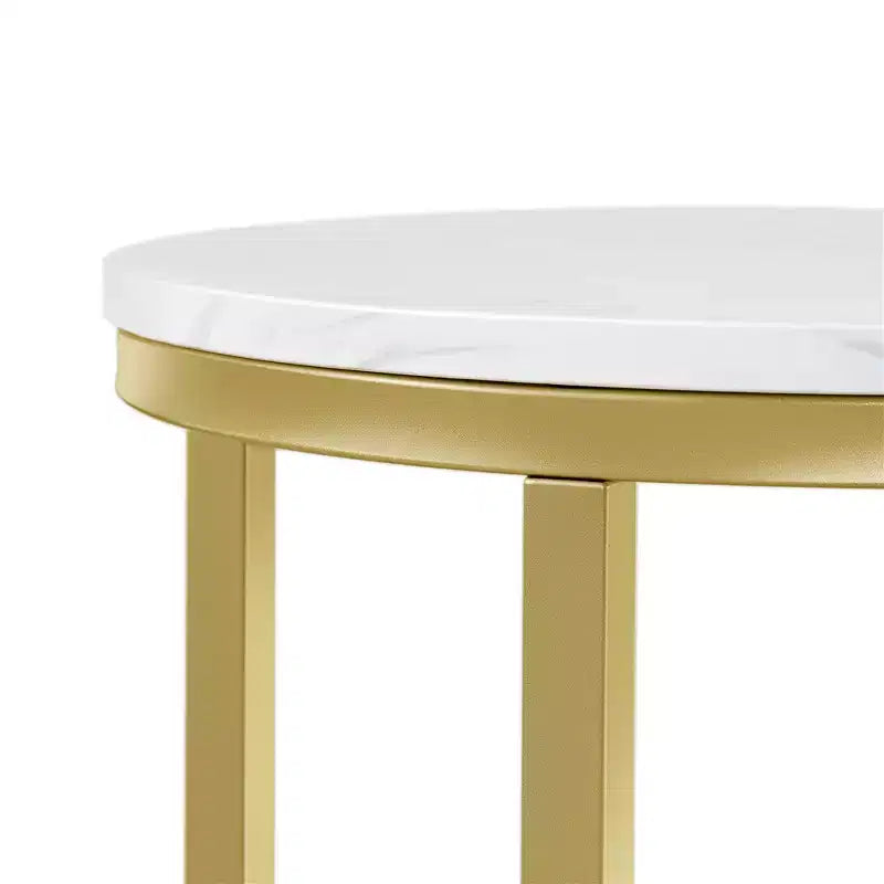 Table d'appoint moderne Yaheetech avec base en X, pieds en métal, plateau rond