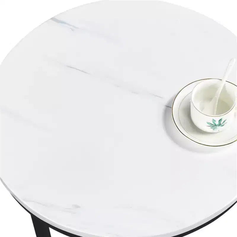 Table d'appoint moderne Yaheetech avec base en X, pieds en métal, plateau rond
