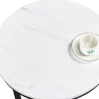 Table d'appoint moderne Yaheetech avec base en X, pieds en métal, plateau rond