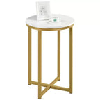 Table d'appoint moderne Yaheetech avec base en X, pieds en métal, plateau rond