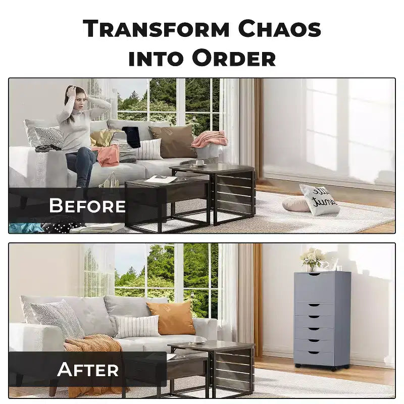 Meuble de rangement à 6 tiroirs pour loisirs créatifs et bureau Home Imports Emporium, organiseur roulant pour dossiers, fournitures d'art et organisation des petits espaces