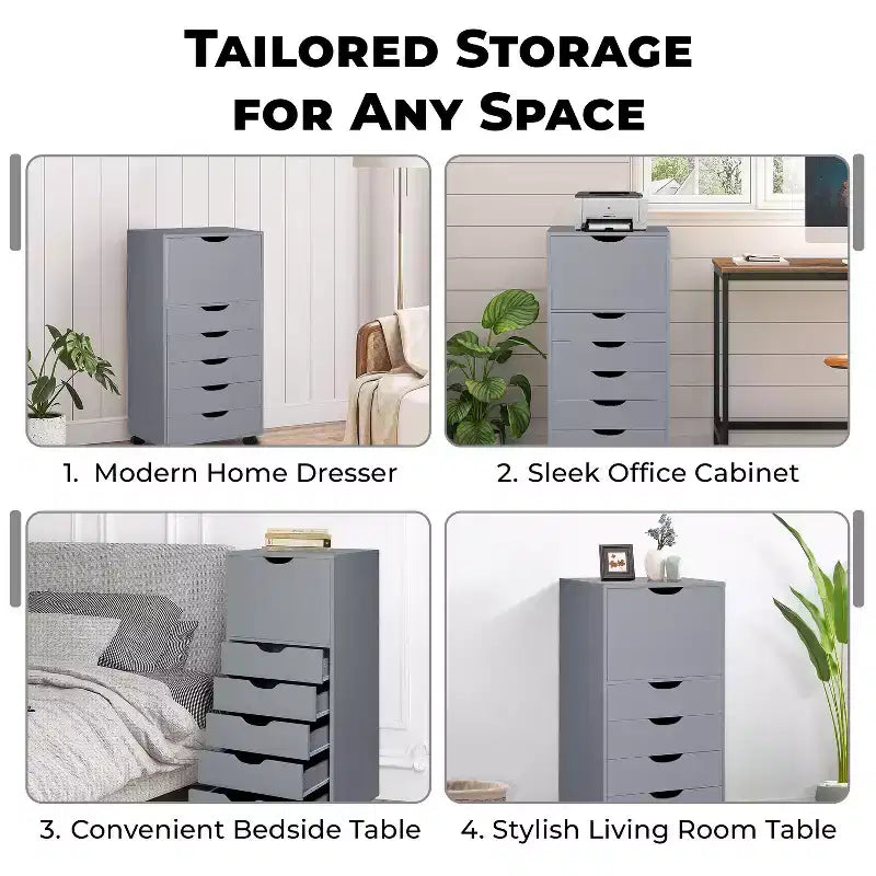 Meuble de rangement à 6 tiroirs pour loisirs créatifs et bureau Home Imports Emporium, organiseur roulant pour dossiers, fournitures d'art et organisation des petits espaces