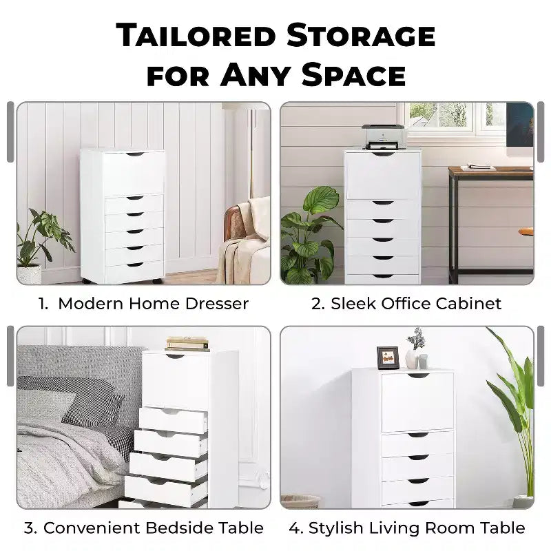 Meuble de rangement à 6 tiroirs pour loisirs créatifs et bureau Home Imports Emporium, organiseur roulant pour dossiers, fournitures d'art et organisation des petits espaces